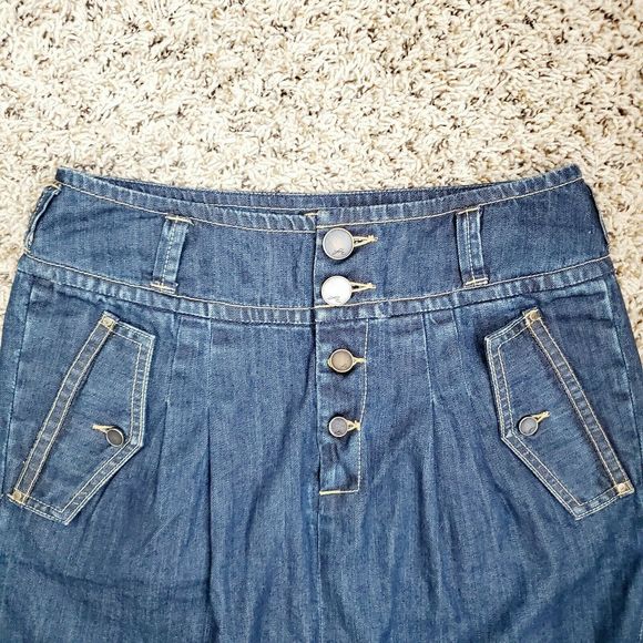 FRENCH CONNECTION 8 Denim Pencil Skirt Button Fly - Picture 2 of 9
